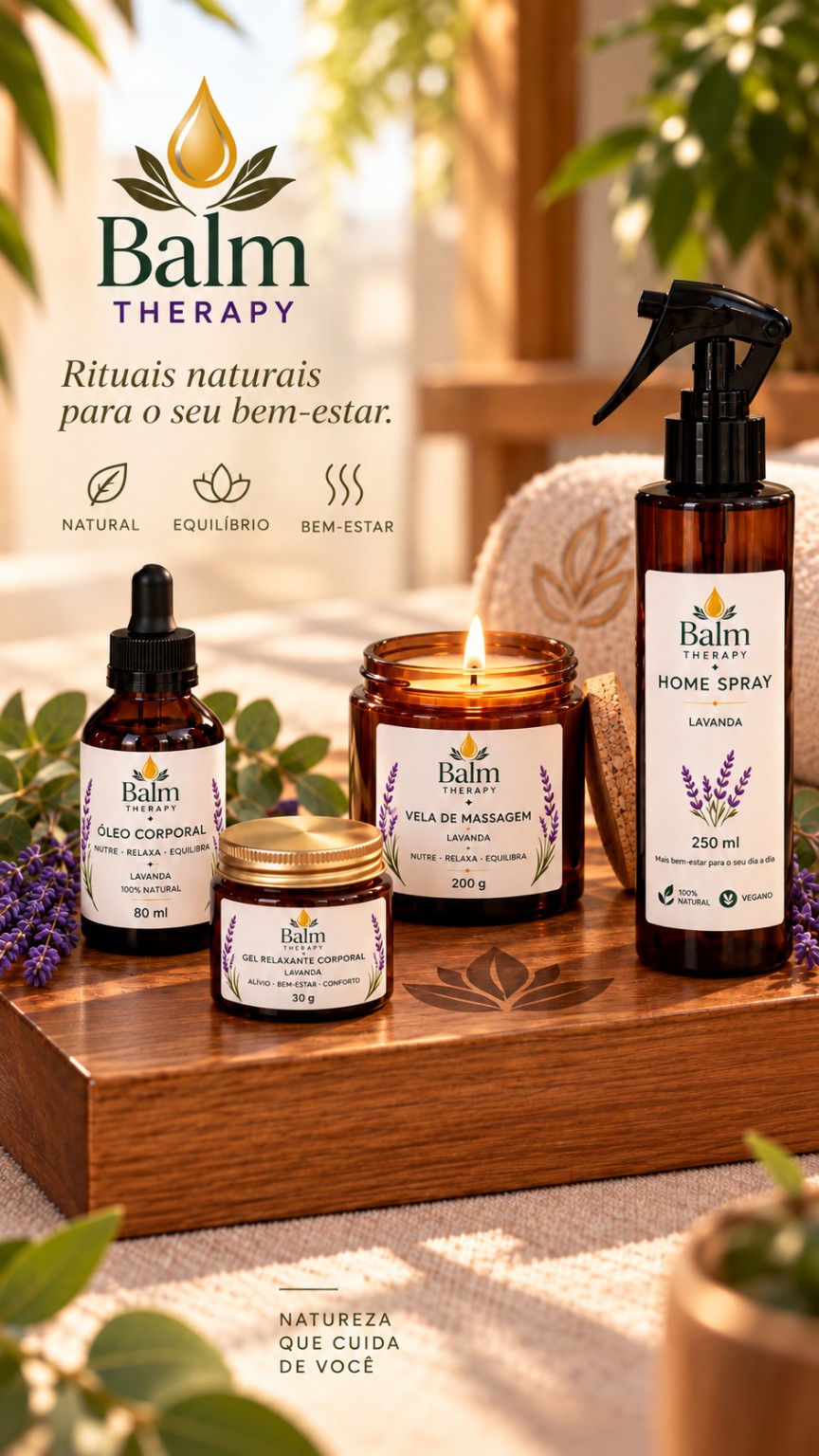 Os quatro produtos da coleção BALM Therapy